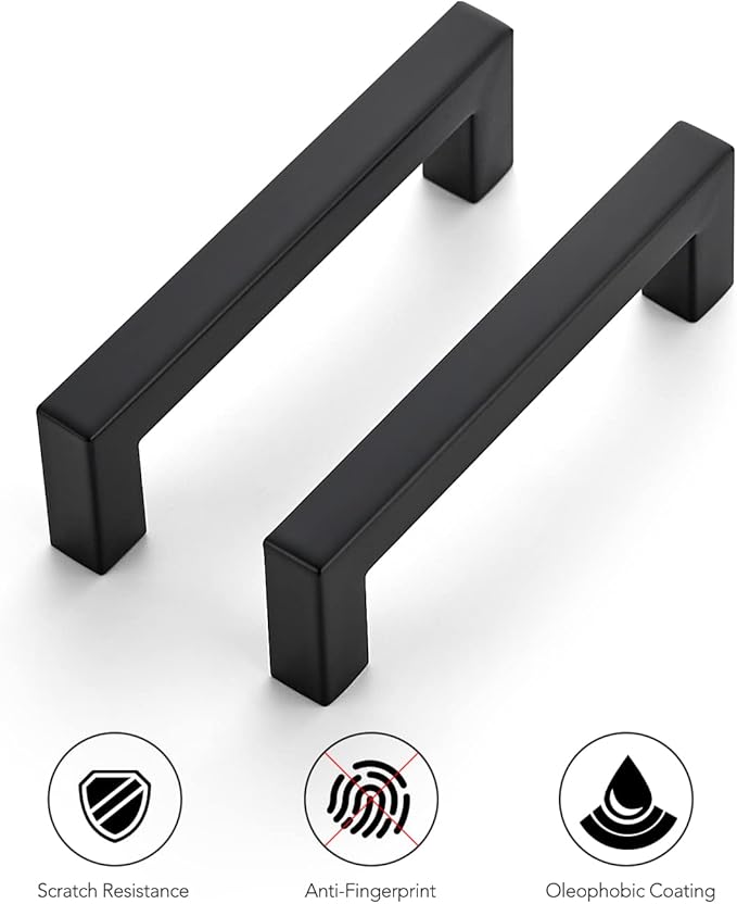 Ravinte 10 Pack 4 Inch Kitchen Square Cabinet Handles Matte Black Cabinet Pulls Black Drawer Pulls Kitchen Cabinet Hardware Handles