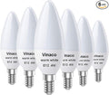 Vinaco E12 LED Bulb, 6 Pack E12 Candelabra Bulb 4 Watt Warm White 3000K, High Brightness 400LM & 25000+ Long Lifespan Bulb, E12 Candelabra Base Light Bulb for Ceiling Fan Light Bulb