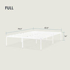 Best Price Mattress 16 Inch Metal Platform Bed Frame, Heavy Duty Steel Slats, White, Full