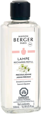 Maison Berger - Precious Jasmine - Lampe Berger Fragrance Refill Oil for Home Diffusers - Luxury Air Freshener with Jasmine, Peach & Orange Blossom Notes - 16.9 Fl Oz (500ml)