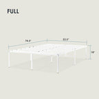 Best Price Mattress 18 Inch Metal Platform Bed Frame, Heavy Duty Steel Slats, White, Full
