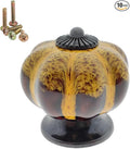 10 Pack Vintage Ceramic Pumpkin Cabinet Knobs, Kitchen Cabinet Drawers Dresser Cupboard Pull Handles Door Pulls with 5 Kinds of Screws (Leopard Print -Yellow)