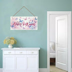 Personalized Sign Multicolour Butterfly Decor For Girls Room Nursery Kids Bedroom Custom Name Wood Plaque Hanging Plate Wall Art Decor For Kids Room