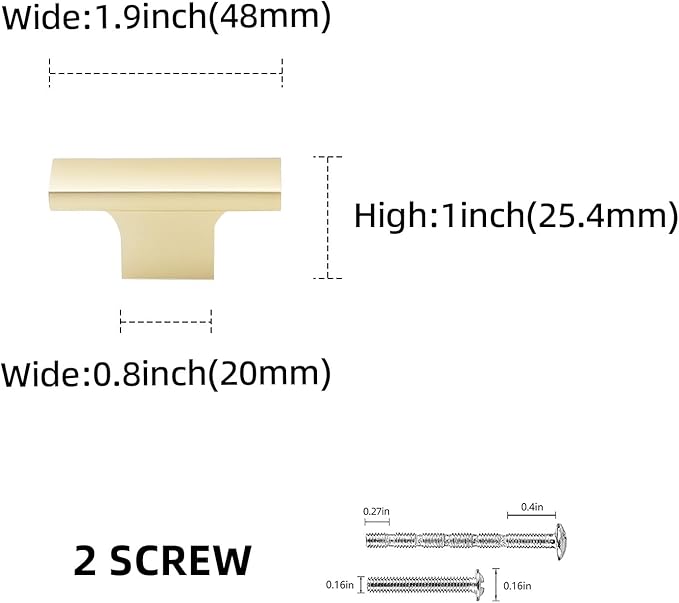 2 Pack Kitchen Cabinet Knobs Brushed Gold Cabinet Knobs Drawer Knobs Solid Kitchen Hardware