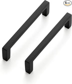 Ravinte 5 Pack Matte Black Cabinet Pulls, 3-3/4 Inch (96mm) Hole Center Slim Kitchen Handles, Square Drawer Pulls for Cabinets & Cupboards, Hardware
