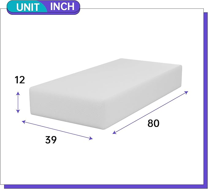 PayLessHere 12 Inch Memory Foam Mattress Medium-Firm Mattress for Pressure Relief & Cooler Sleep Gel Memory Foam Mattress Bed in a Box Fiberglass Free CertiPUR-US Twin XL Mattress for Soundly Sleep