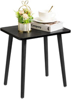 FORAOFUR Black Side/End Table, Modern, Minimalist Wooden Small Accent Table with Natural Legs for Living Room, Bedroom, Balcony and Office, Home Decor