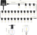 Solar String Lights Waterproof LED Indoor/Outdoor Hanging Umbrella Lights with 30 Bulbs - 50 Ft Patio Light for Deckyard Tents Market Cafe Gazebo Porch Party Decor