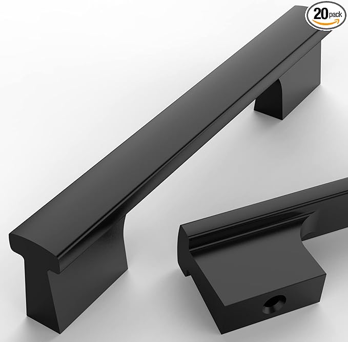 Asidrama 20 Pack 4 Inch(102mm) Matte Black Kitchen Cabinet Handles, Cabinet Pulls Kitchen Cabinet Hardware for Cupboard Drawer Pulls