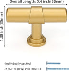 LONTAN 30 Pack Gold Cabinet Knobs Matte Gold Kitchen Cabinet Knobs for Dresser Drawers Brushed Gold T-bar Hardware for Dresser Bathroom