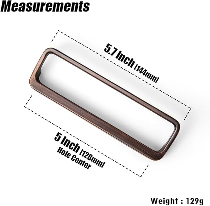 Goo-Ki Oil Rubbered Bronze Cabinet Pulls with Hole Center 5''(128MM),Modern Zinc Alloy Finger Pulls for Drawer,Wardrobe,Cupboard,6 Pack