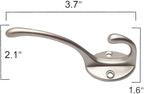 IBosins 10 Pack Heavy Duty Dual Coat Hooks Wall Mounted with 40 Screws Retro Double Hooks Utility Silvery Hooks for Coat, Scarf, Bag, Towel, Key, Cap, Cup, Hat (Silvery)