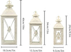 TRIROCKS 3-Pack Decorative Lanterns - 19" Vintage Metal Candle Holders with Tempered Glass - Perfect for Christmas, Living Room, Garden, Patio, Indoor & Outdoor Events (White with Gold Brush Finish)