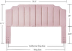 24KF Pink Teddy Fabric Tufted King Upholstered Headboard, Modern Vertical Channel Design California King Headboard with Stepped Silhouette Top Edge,6026-K-Teddy Pink
