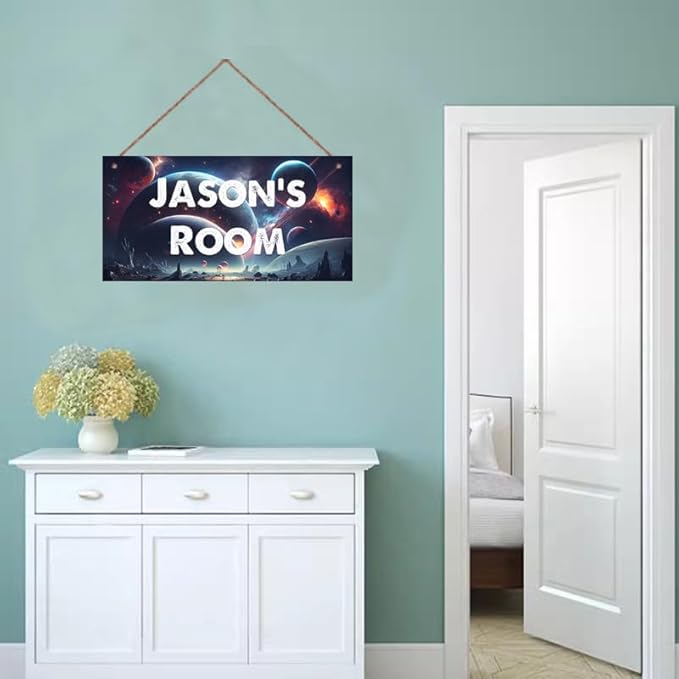 Personalized Signs Universe Sign Science Fiction Theme Sign For Kids Room Nursery Wall Art Décor Outer Space Art Wall Decor For Boys Room Girls Bedroom Little Man Cave