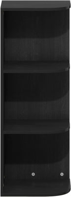 Furinno PASIR Book Shelf, 3-Tier Corner Bookshelf, Open Shelves Bookcase 9.3" x 12" x 31.5", for Living Room, Bedroom, Home Office, Blackwood