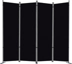 RANTILA 4 Panel Room Divider, 6 FT Folding Privacy Screen with Wide Feet, Freestanding Partition for Room Separation, Portable Room Divider Panel, 89" W x 71" H, Black
