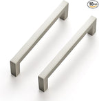 Ravinte 10 Pack Solid 4 Inch Center to Center Slim Square Bar Drawer Handles - Cabinet Hardware Brushed Nickel Pulls for Kitchen and Drawers
