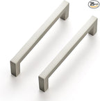 Ravinte 25 Pack Solid 4 Inch Center to Center Slim Square Bar Drawer Handles Kitchen Cabinet Handles Brushed Nickel Drawer Pulls Kitchen Cabinet Hardware Kitchen Handles Cabinet Pulls