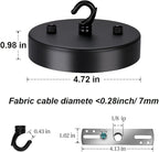 4.72 Inch Steel Light Canopy Kit - Black Modern Ceiling Light Plate with Hook, Suitable for Pendant Light and Chandelier, Includes All Mounting Hardware