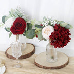 Artificial Flowers Bridesmaid Bouquets - Set of 2 Bridesmaid Bouquet Burgundy White Handmade Silk Floral Bouquet for Wedding Ceremony Anniversary, Bridal Shower, Home Table Decorations