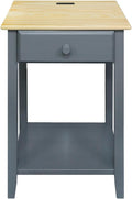 Casual Home Owl Night Stand with USB Port Charging Station and Drawer, 17.5" W x 14.25" D x 24.5" H, Natural Gray