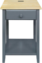 Casual Home Owl Night Stand with USB Port Charging Station and Drawer, 17.5" W x 14.25" D x 24.5" H, Natural Gray