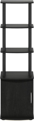 Furinno Turn-N-Tube Tall TV Entertainment Side Table Display Rack with Storage Cabinet, 3-Tier, Blackwood/Black