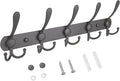TICONN Wall Mounted Coat Rack, Five Heavy Duty Tri Hooks All Metal Construction for Jacket Coat Hat in Mudroom Entryway (Space Gray, 1-Pack)