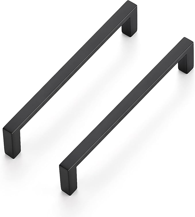 Ravinte 15 Pack Matte Black Cabinet Pulls, 5 Inch (128mm) Hole Center Slim Kitchen Handles, Square Drawer Pulls for Cabinets & Cupboards, Hardware