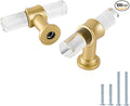 LONTAN 100 Pack Acrylic Kitchen Cabinet Knobs Gold Drawer Knobs Modern T Bar Clear Cabinet Door Handles White Kitchen Hardware for Dresser Bathroom,Zinc Alloy Base