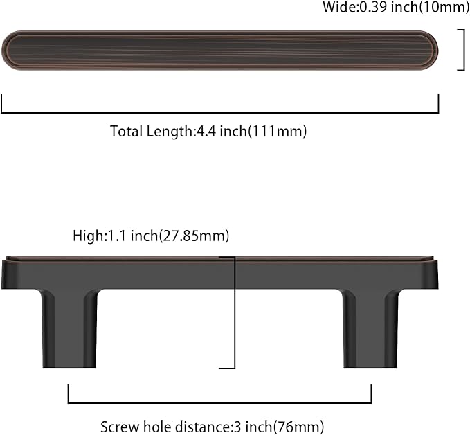 10 Pack 3 Inch(76mm) Kitchen Cabinet Handles Oil Rubbed Bronze Cabinet Pulls Kitchen Cabinet Hardware Drawer Pulls for Cupboard Wardrobe