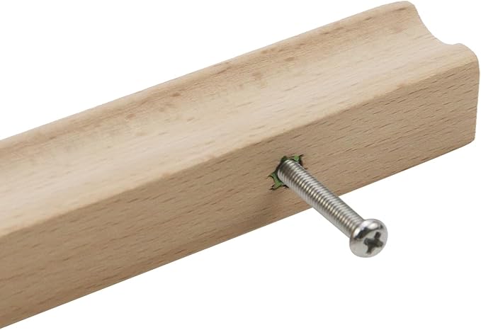 2Pcs Unfinished Beech Wood Solid Furniture Pulls,Unpainted Paintable Wooden Cupboard Closet Drawer Handle Pull,Length 11.81",Hole Dis.8.82"