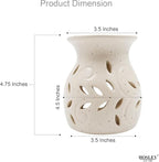 Hosley Elegant Ceramic Oil Warmers with Leaf Pattern and Speckle Design 4.5 Inches High Tealight Compatible for Aromatherapy and Home Decor Set of 6