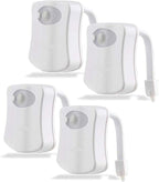 4 Pack Motion Sensor LED Night Lights, Two Modes with 8 Colors Changing Toilet Bowl Night Light for Bathroom Washroom, Perfect Detection, Fits Any Toilet Bowl