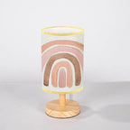 LOPYEIJFG Minimalist Bedside Table Lamp Watercolor Pink Pastel Isolated on White for Baby Nursery Room Wood Nightstand Lamp Bedside Desk Lamp Wood Base Flaxen Fabric Shade for Bedroom Living Room