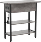 Yoobure End Table with Charging Station, Flip Top Side Table with USB Ports and Outlets, Sofa Couch Table Bedside Table for Living Room Bedroom, Narrow Nightstand with Storage Shelves for Small Space