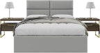 Vänt Upholstered Wall Panels - Queen/Full Size Wall Mounted Headboards - Vintage Leather Light Grey - Set of 4 Panels (Each Individual Panel 30"x11.5")