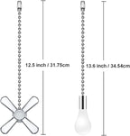 Vinaco Silver Ceiling Fan Pull Chain Set, Decorative Fan Pull Chain Extension with Pendant, 13.6 Inches Pull-Chains for Fans and Light with 3MM Ball Bead Chains, 2 Pack Fan Light Pull-Chain Extension