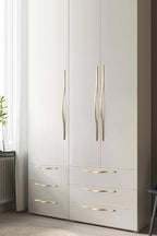 Goo-Ki Low Profile Brushed Brass Cabinet Pulls, Double Hole Centers (17.6''/18.9'') Zinc Alloy Handle for Drawer Cupboard Wardrobe,6 Packed