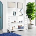 Yaheetech Console Table with 3 Storage Shelves, Entryway Table Sofa Side Table Narrow Long Bookshelf for Hallway Living Room, Accent Furniture, White