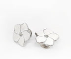 4pcs White Flower Petal Handles Kitchen Cabinet Drawer Knobs & Pulls (Silver, 8 Screws)