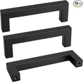 goldenwarm 15 Pack 3-3/4 Inch Black Cabinet Handles Matte Black Drawer Pulls Stainless Steel Cabinets Hardware Square Bar Modern for Kitchen Bathroom Cupboard