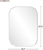 KOHROS Frameless Scalloped Beveled Edges Mirror 20" x 28" Bathroom Mirrors for Over Sink Silver Wall Mirror for Bathroom, Vanity, Bedroom (Horizontal or Vertical)