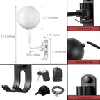 SNAGMO White 180° Motorcycle Helmet Rack, Rotation Metal Helmet Holder Wall Mounted Helmet Rack Motorcycle with 2 Hooks Helmet Hanger for Motorcycle Bike Coats, Caps, Baseballs, Rugby Helmet