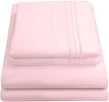 1800 Thread Count Sheet Set – Soft Egyptian Quality Brushed Microfiber Sheets – Luxury Bedding Set with Flat Sheet, Fitted Sheet, Pillow Cases, Queen, Pale Pink, Sheet Set
