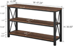 BON AUGURE Rustic Console Table Behind Couch, Industrial Entryway Table with Shelves, Farmhouse 3 Tier Sofa Tables for Living Room, Entry, Hallway (47 Inch, Rustic Oak)