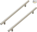 JOY DECOR 5 Pack Cabinet Handles, Brushed Nickel Cabinet Pulls, 7-1/2 in Hole Center Kitchen Cabinet Handles, Stainless Steel T Bar Handles for Dresser Drawers