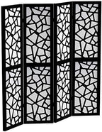 Roundhill Furniture Giyano 4 Panel Screen Room Divider, 70"W x 70"H, Black