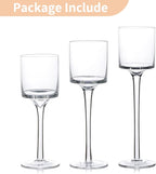 NUPTIO Tealight Candle Holders Glass: Set of 3 Long Stemmed Candle Stands for Dinner Table Centerpiece - Monet Candleholders Pillar Floating Candles